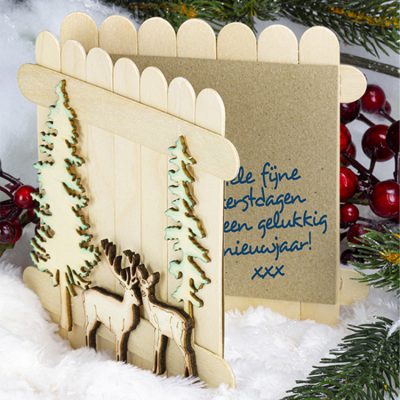 Carte de Noël bâtons de glace en bois