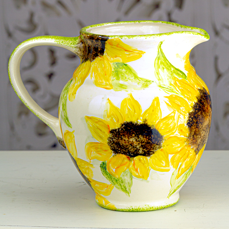 Vase ceramic painting sunflowers